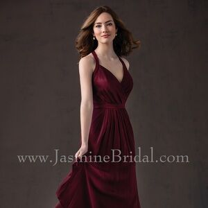 Belsoie Cranberry Chiffon Gown